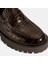 Kadın Kahve Kroko Basklı Deri Loafer 6