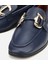 01AYH312390A680 KADIN Deri Lacivert Tokalı Klasik Loafer 15