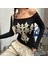 Siyah Gotik Cross Omuz Açık Uzun Kollu Crop 1
