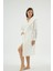 Kadın Kapüşonlu Yumuşak Dokulu Cepli Kemerli Ekru Sabahlık C0T8N071 2
