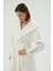 Kadın Kapüşonlu Yumuşak Dokulu Cepli Kemerli Ekru Sabahlık C0T8N071 3