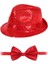 Bfs Kırmızı Payetli Şapka ve Papyon Seti – Parıltılı Yetişkin Kostüm Seti 1