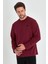 Erkek Bordo Çift Bisiklet Yaka Baskı Detaylı Standart Rahat Kesim Sweatshirt CMRE72 1