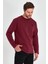 Erkek Bordo Çift Bisiklet Yaka Baskı Detaylı Standart Rahat Kesim Sweatshirt CMRE72 2