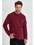 Erkek Bordo Çift Bisiklet Yaka Baskı Detaylı Standart Rahat Kesim Sweatshirt CMRE72 3