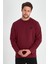 Erkek Bordo Çift Bisiklet Yaka Baskı Detaylı Standart Rahat Kesim Sweatshirt CMRE72 5