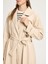 Kadın Taş Oversize Astarsız Tam Boy Deri Trench 30022 2