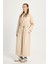 Kadın Taş Oversize Astarsız Tam Boy Deri Trench 30022 5