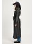 Kadın Siyah Oversize Astarsız Tam Boy Deri Trench 30022 3