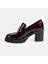 Kadın Bordo Toka Detaylı Topuklu Rugan Loafer 3