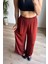 Kiremit Beli Lastikli Bol Paça Dökümlü Saten Pantolon 1