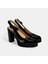 Kadın Siyah Slingback Platform Topuklu Rugan Ayakkabı 1