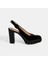 Kadın Siyah Slingback Platform Topuklu Rugan Ayakkabı 2