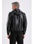 Arda Erkek Kapüşonlu Deri Mont 6