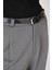 Antrasit Pileli Kemerli Kadın Kumaş Pantolon 8120A 5