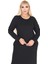 Çift Cepli Desenli Esnek Kışlık Büyük Beden Midi Elbise 17C-2711 4