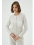 Kadın Düğmeli Uzun Kollu Cep Detaylı Krem Pijama Takımı C3T2N961 2