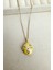 Çelik Altın Rengi Sarı Çiçek Motifli Kapaklı Kolye (40CM) 4