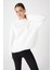 Ekru Bisiklet Yaka Oversize Kadın Sweatshirt 9152M 6
