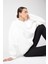Ekru Bisiklet Yaka Oversize Kadın Sweatshirt 9152M 7