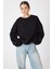 Siyah Bisiklet Yaka Oversize Kadın Sweatshirt 9152M 6