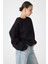 Siyah Bisiklet Yaka Oversize Kadın Sweatshirt 9152M 7