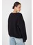 Siyah Bisiklet Yaka Oversize Kadın Sweatshirt 9152M 10