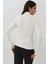 Kadın Ultra Yumuşak Slim Fit Dik Yaka Örme Üst Beyaz 1