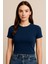 Sıfır Yaka Lacivert Modal Kumaş Kadın Crop 1