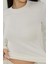 Kadın Slim Fit Yuvarlak Yaka Uzun Kollu Üst Beyaz 10