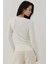 Kadın Slim Fit Yuvarlak Yaka Uzun Kollu Üst Beyaz 6