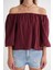 4706 Kadın Sırtı Açık Balon Kol Straplez Bluz Bordo 5