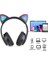 Bluetooth Kablosuz Kulaküstü Kedi Desenli Şık Renkli Sevimli Kulaklık Hafıza Kart ve Aux Girişli 5