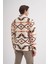 Vintage Desenli Kürk Dokulu Dik Yaka Regular Fit SWEATSHIRT-52440 4