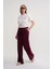 4629 Kadın Bol Paça Yüksek Bel Viskon Palazzo Pantolon Bordo 3