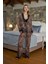 Kadın Leopar Desenli Pijama Takımı 26369 2