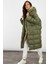 Kadın Haki Kapüşonlu Şişme Uzun Mont MX06 3