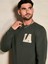 Erkek Haki Bisiklet La Baskılı Uzun Kol Sweatshirt 3