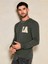 Erkek Haki Bisiklet La Baskılı Uzun Kol Sweatshirt 4