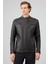Leonard Erkek Kahverengi Vintage Slim-Fit Deri Ceket 25WGF6582VD 6