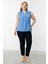 Kadın Büyük Beden V Yaka Saten Bluz 3562 Mavi 3