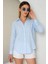 Mavi Oversize Kadın Gömlek 2