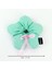 El Yapımı Mint Yeşili Pembe Fiyonklu Çiçek Scrunchie Topuz Tokası 2