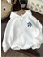 Delightful Baskılı Beyaz Kapşonlu Sweatshirt Hoodie 3