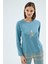 Kadın Uzun Kollu Yıldız Desenli Mavi Üst Ekose Alt Pijama Takımı C1T9N961 2