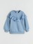 Lcw Kids Mavi Bisiklet Yaka Fırfırlı Kız Çocuk Sweatshirt 1