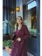 Bordo Önden Büzgülü Düğmeli Astarlı Maxi Oversize Trençkot 2