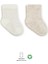 Bistyle Puan Derby Penye Soket Çorap 2'li BS10103 Bej Ekru 1