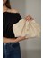 Kadın Krem Hasır Görünümlü El ve Omuz Askılı Clutch Çanta 2