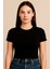 Sıfır Yaka Siyah Modal Kumaş Kadın Crop 2
